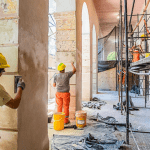 Obras de restauración de la Recova en el Casco Histórico de Mataderos